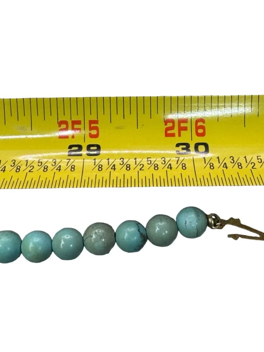 Amazonite Beaded Necklace Turquoise Color Beaded 14k Gold Accents & Clasp 30" - Picture 5 of 9